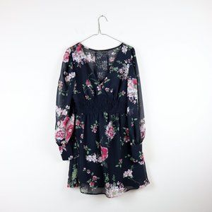 Venus Dress Black Long Sleeve Lace Inserts Size 8